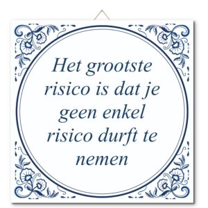 Tegeltje met hangertje: Het grootste risico is dat je geen enkel risico durft te nemen - De Tegeltjesfabriek